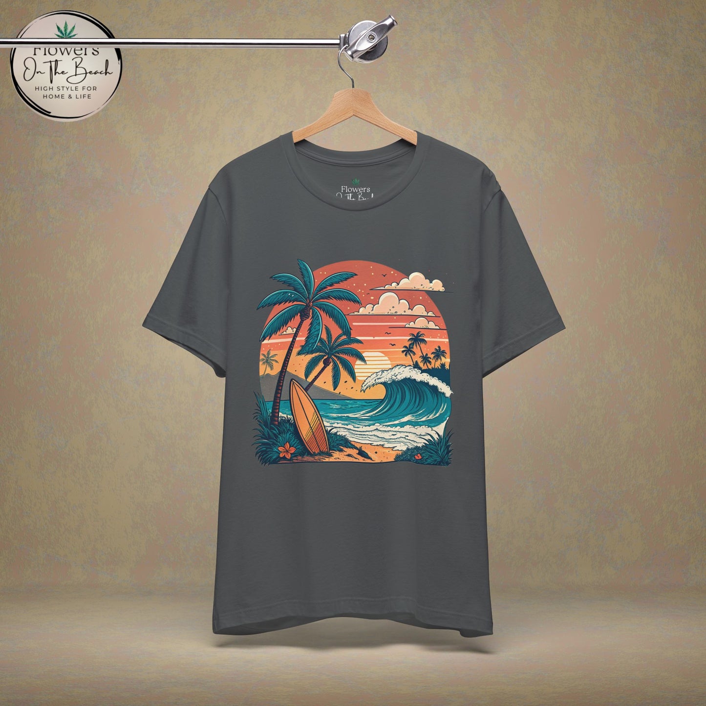Beach Sunset Surfboards T-Shirt, Ocean Wave Tee, Summer Vacation Top, Beach Lover Shirt, Tropical Beach Apparel