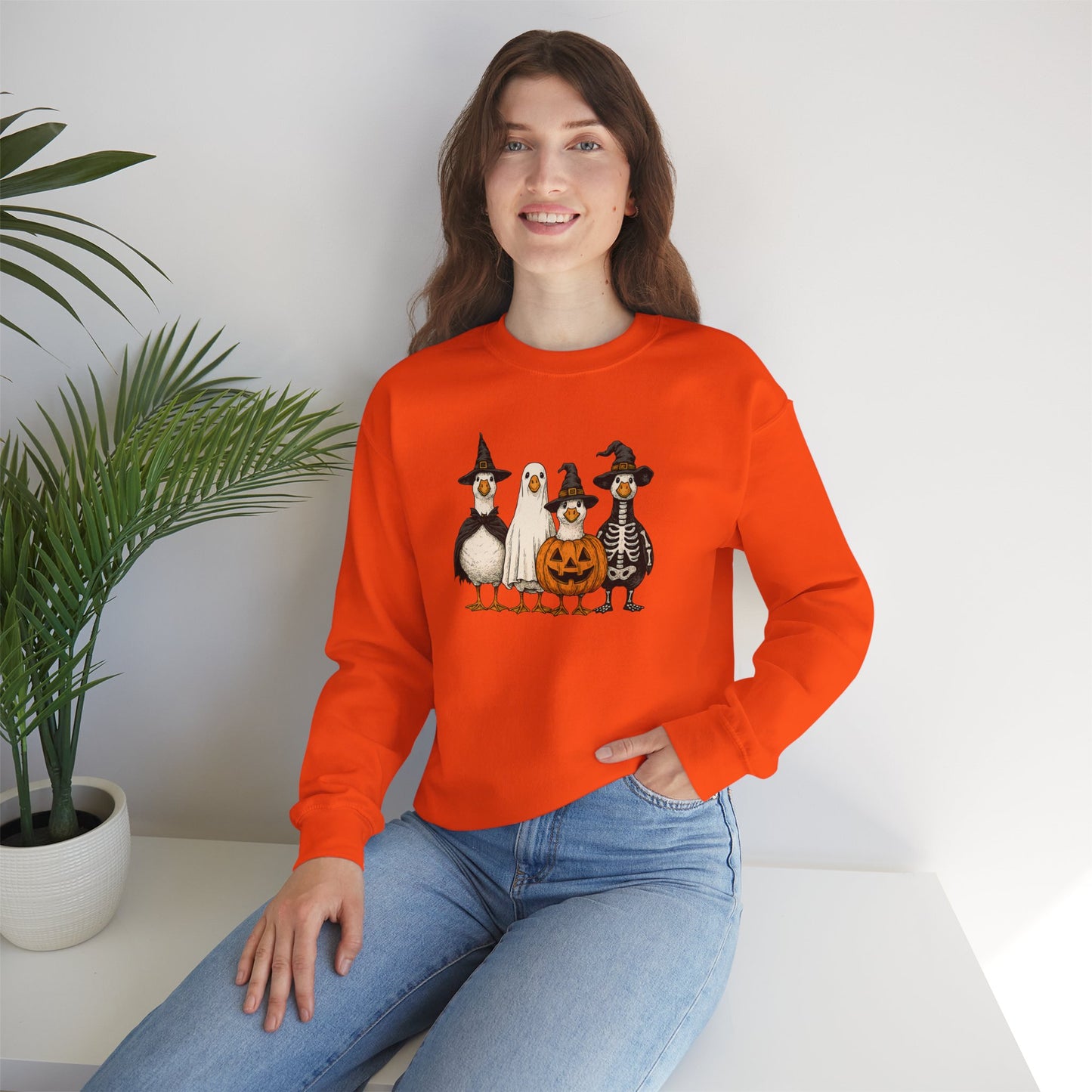 Cute Halloween Crewneck, Halloween Duck, Spooky Halloween Crewneck Sweatshirt, Funny Halloween Attire, Unisex Sweater for Fall, Cozy Sweatshirt, Pumpkin Decor