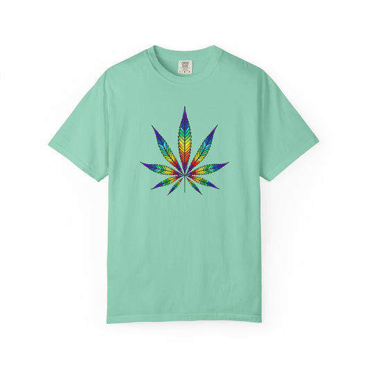 Colorful Cannabis Leaf T-Shirt, Stoner Tshirt Gift