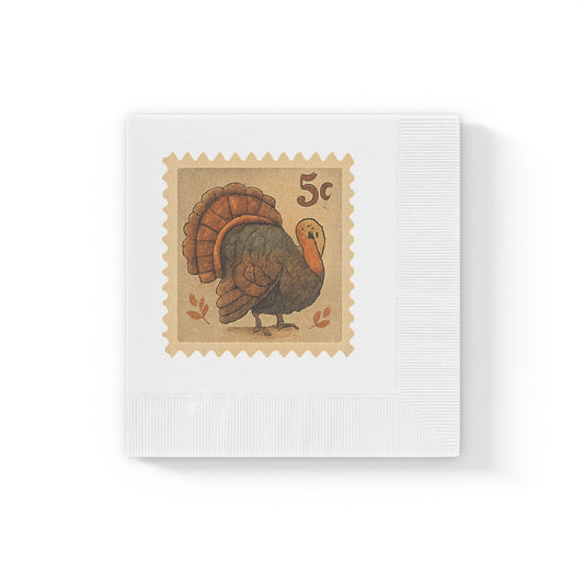 Vintage Fall Turkey Postage Stamp Napkins, Thanksgiving Turkey Kitchen Decor, Fall Entertaining Decorations, Fall Table Decor, Vintage Fall Kitchen Accessories
