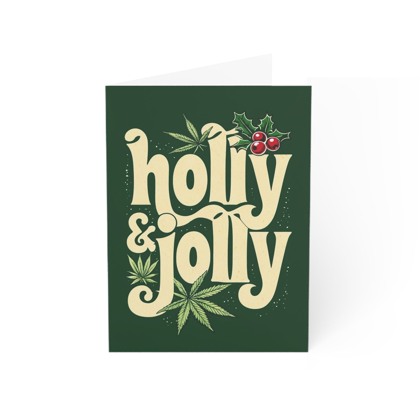 Cannabis-Themed Christmas Cards, Holly and Jolly, Weed-themed holiday cards, 420 Christmas Cards, Unique holiday Cards