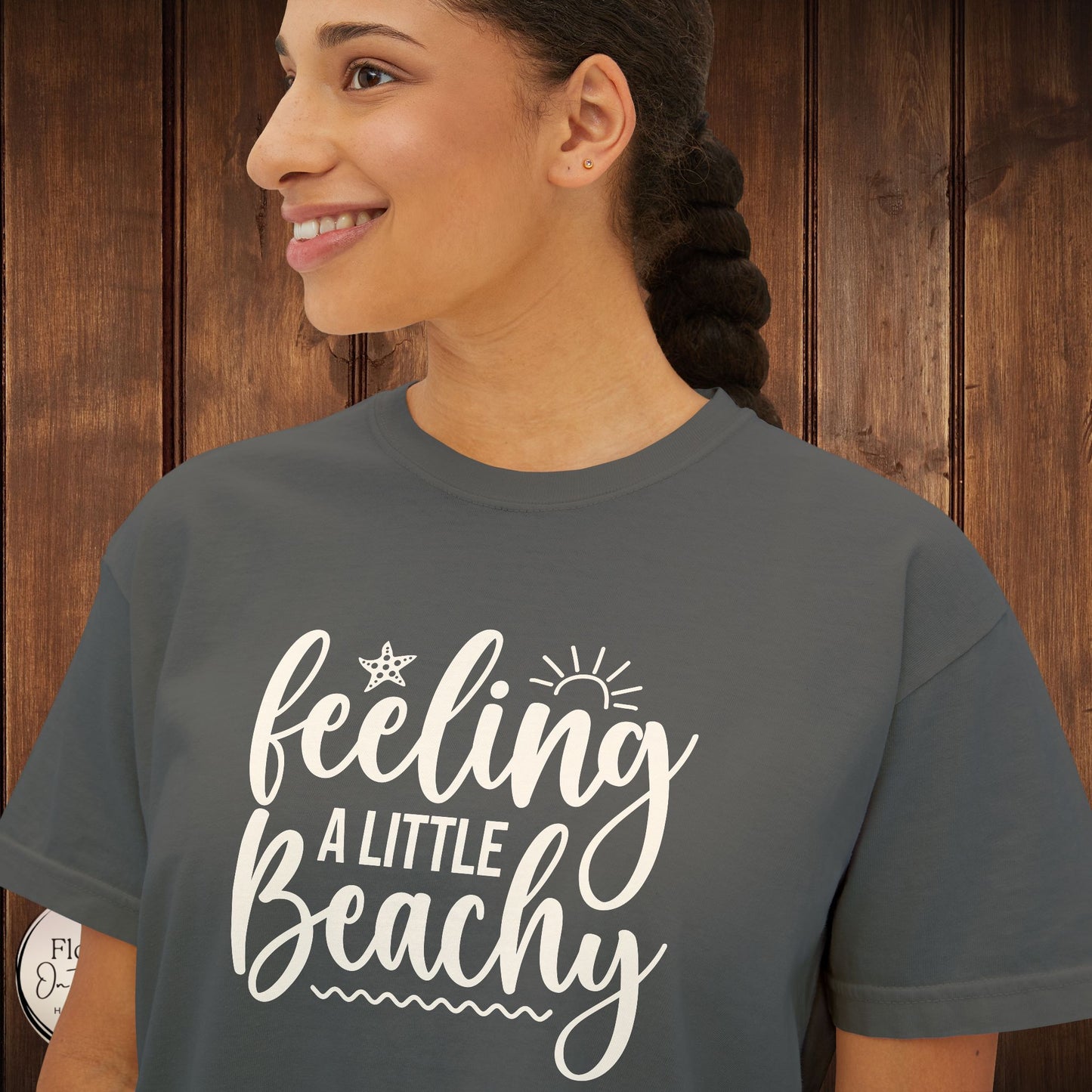 Beachy Women's Boxy Tee, Crop Tshirt, Beach Theme Shirt, Summer Vibes Top, Vacation Apparel