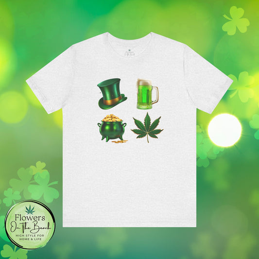 Weed St Patrick's Day Unisex Tee, Stoner Shamrock Shirt, Marijuana Irish Clover Top, 420 Festival Apparel, Pot Leaf Graphic T-Shirt