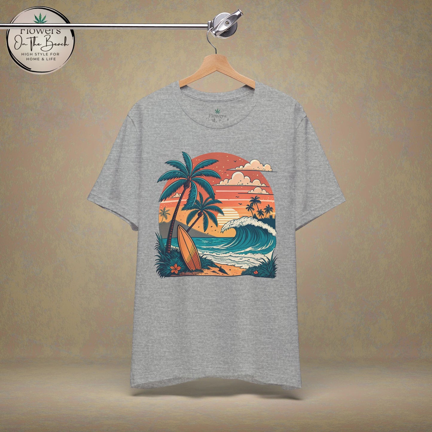 Beach Sunset Surfboards T-Shirt, Ocean Wave Tee, Summer Vacation Top, Beach Lover Shirt, Tropical Beach Apparel