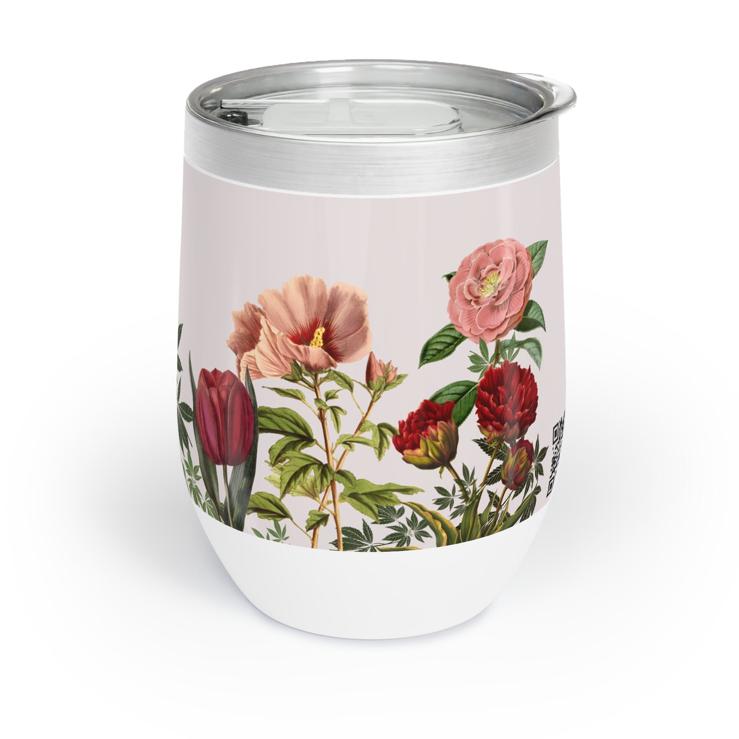 Wine Tumbler - Stylish Flowers and Cannabis Design, Classy Stoner Gift, Elegant Weed-lover Gift, 420
