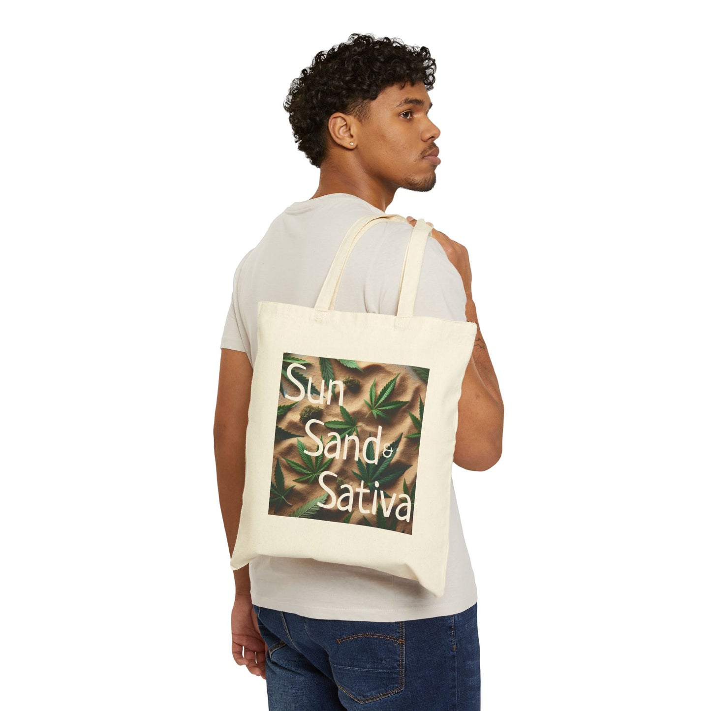 Sun Sand Sativa Bag, Stoner Bag, Stoner Gift, Beachy Stoner Bag, Cotton Bag, Weed Bag for Stoner, Sun Sand Sativa, Gift for Stoner