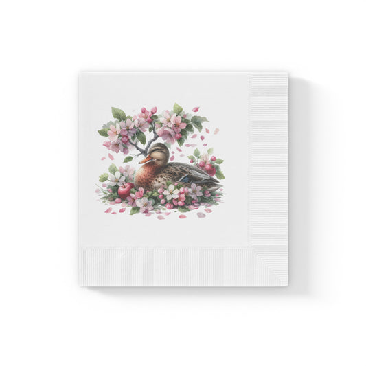 Spring Duck Table Napkins, Pink Spring Flowers & Duck, Spring Table Decor, Home Decor, Floral Design, Duck Lover Gift, Spring Gift for Her