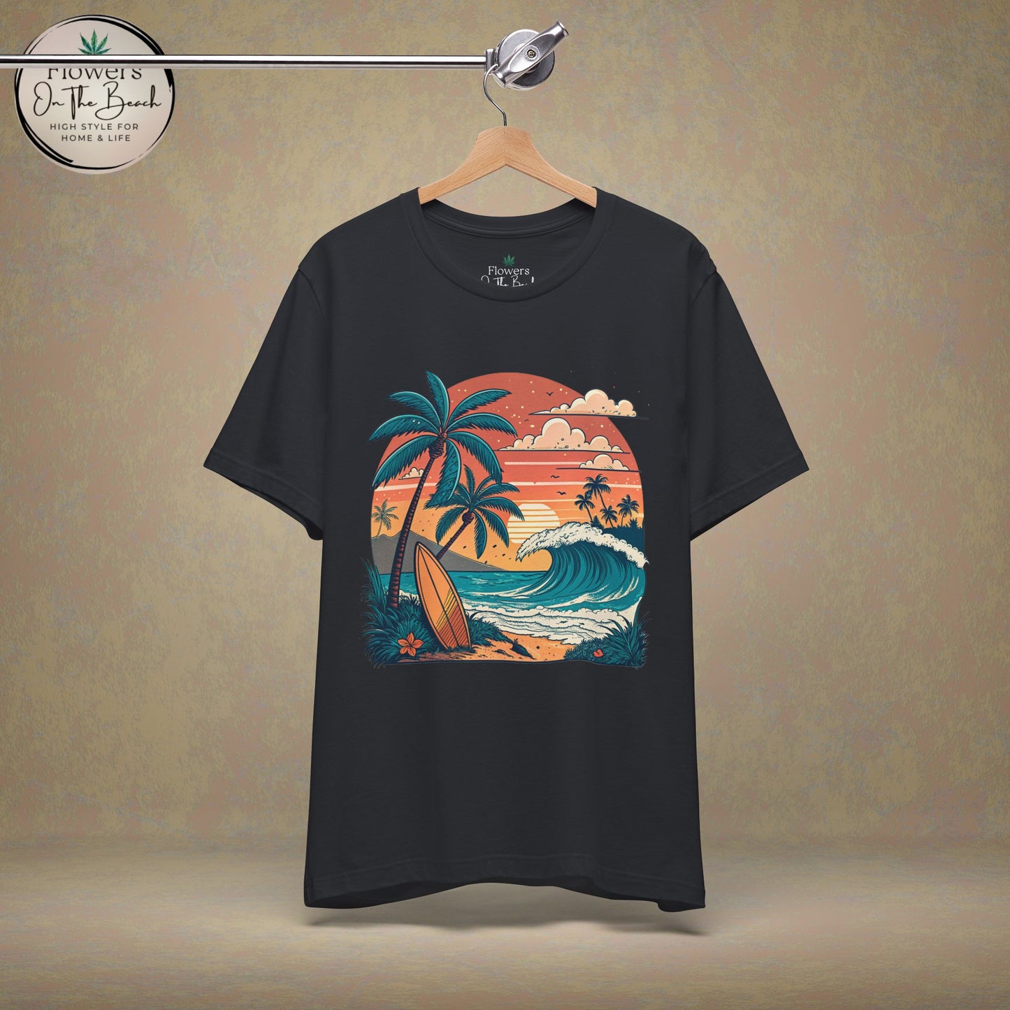 Beach Sunset Surfboards T-Shirt, Ocean Wave Tee, Summer Vacation Top, Beach Lover Shirt, Tropical Beach Apparel
