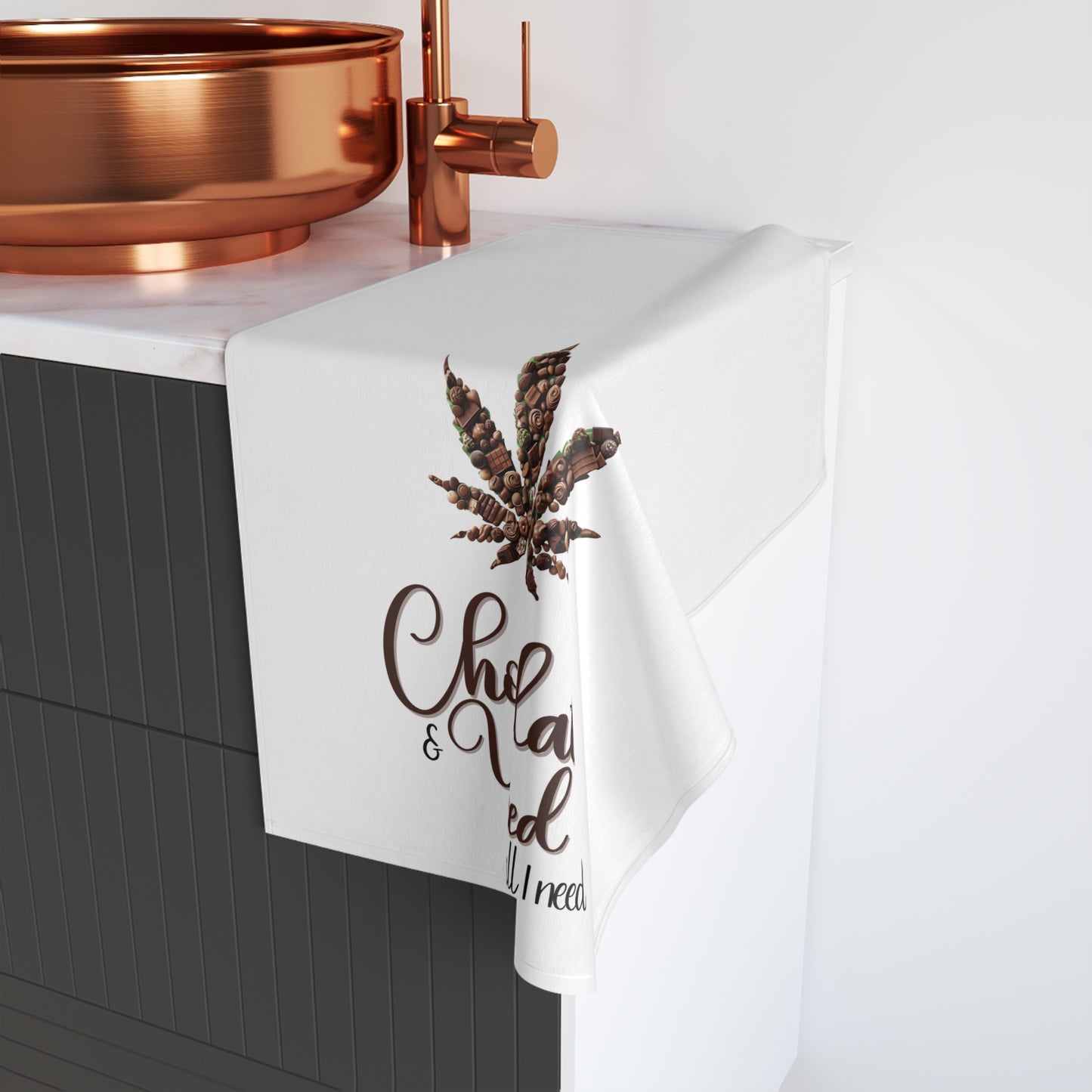 Valentines Chocolate Weed Hand Towel, Funny Kitchen Towel, Gift for Stoner, Cannabis Lover, Marijuana Decor, Pot Leaf Bathroom Towel