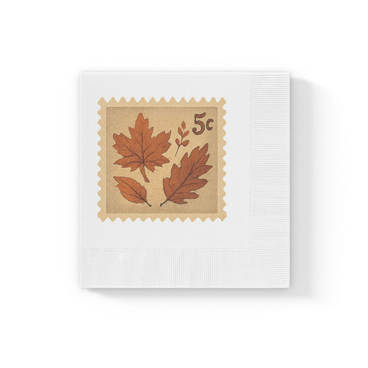 Vintage Fall Leaves Postage Stamp Napkins, Fall Leaves Kitchen Decor, Fall Entertaining Decorations, Fall Table Decor, Vintage Fall Kitchen Accessories