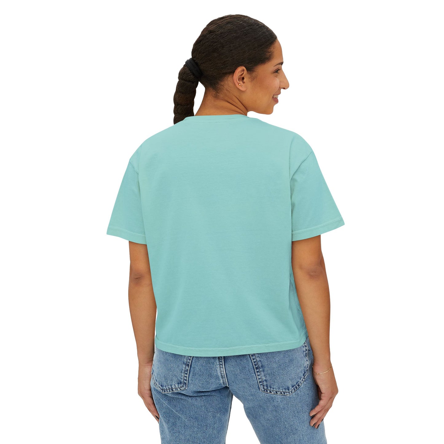 Beachy Women's Boxy Tee, Crop Tshirt, Beach Theme Shirt, Summer Vibes Top, Vacation Apparel