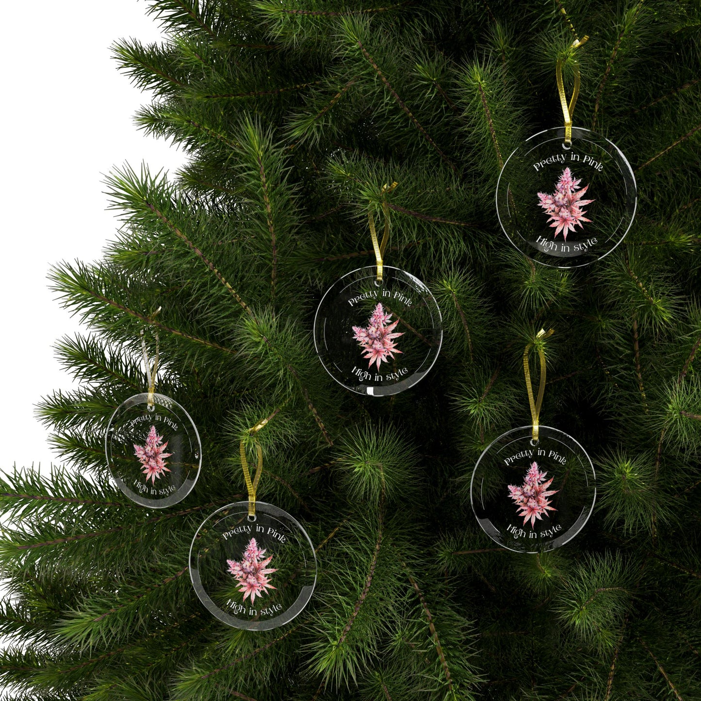 Pretty in Pink High in Style Ornament, Weed Christmas Ornament, Stoner Gift, Gift for Her, Weed Lover Gift, Stylish Gift