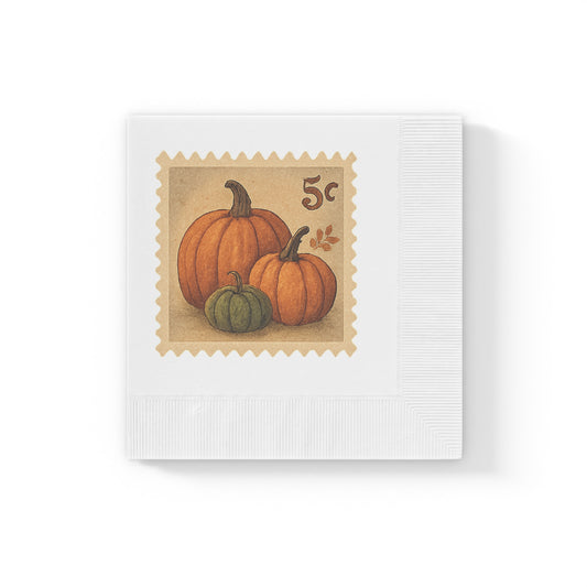 Vintage Fall Pumpkins Postage Stamp Napkins, Fall Pumpkins Kitchen Decor, Fall Entertaining Decorations, Fall Table Decor, Vintage Fall Kitchen Accessories