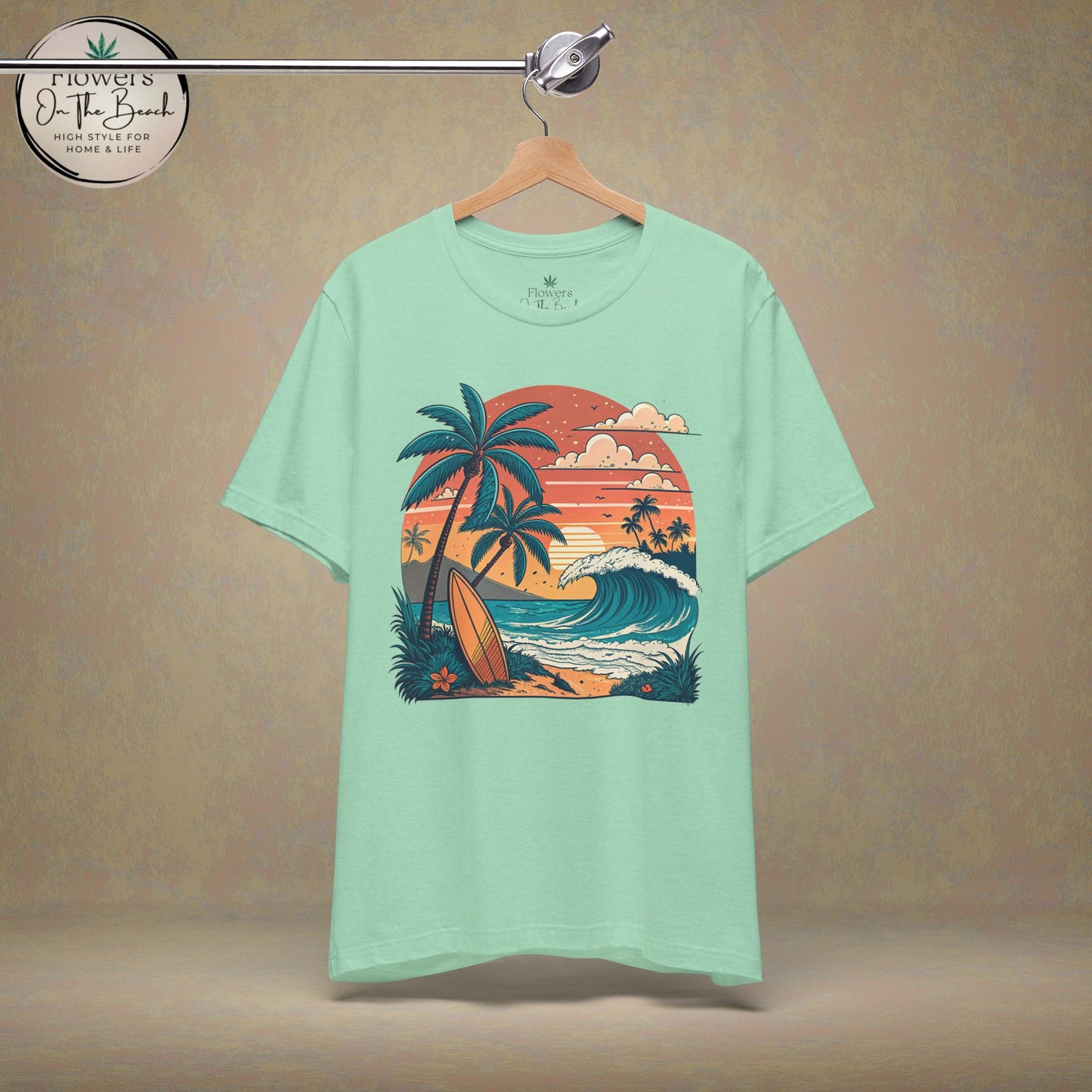 Beach Sunset Surfboards T-Shirt, Ocean Wave Tee, Summer Vacation Top, Beach Lover Shirt, Tropical Beach Apparel