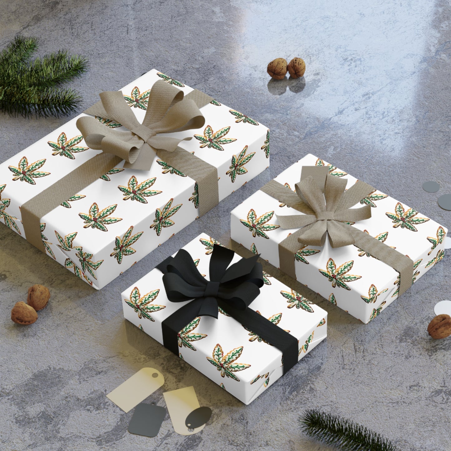 Cute Cannabis Sugar Cookie Design, 420 Holiday Gift Wrap, Unique Festive Present, Weed Themed Xmas Decor, Weed Lovers Gag Gift Wrap