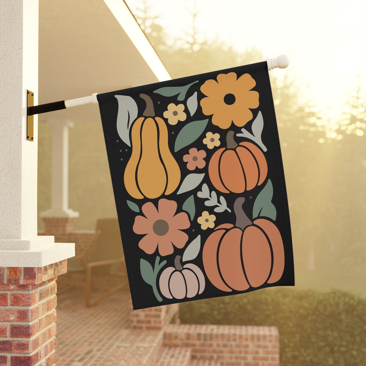 Boho Garden Banner, Unique Fall Flag, Boho Pumpkin Design, Garden Hanging Flag, Cute Fall Garden Flag, Boho Halloween, Boho Fall Decor