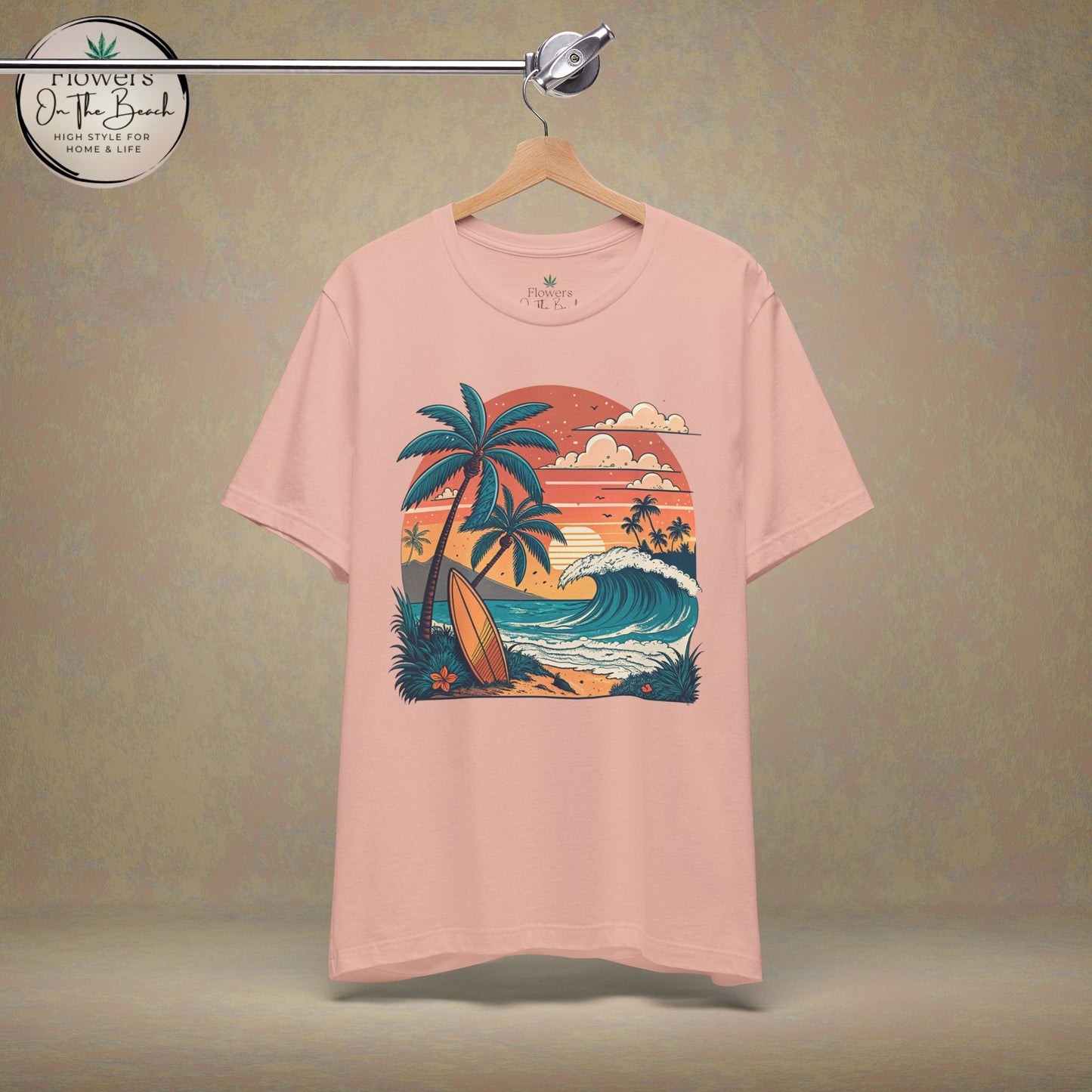 Beach Sunset Surfboards T-Shirt, Ocean Wave Tee, Summer Vacation Top, Beach Lover Shirt, Tropical Beach Apparel