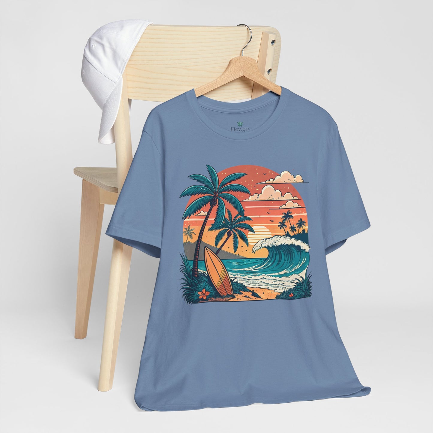 Beach Sunset Surfboards T-Shirt, Ocean Wave Tee, Summer Vacation Top, Beach Lover Shirt, Tropical Beach Apparel