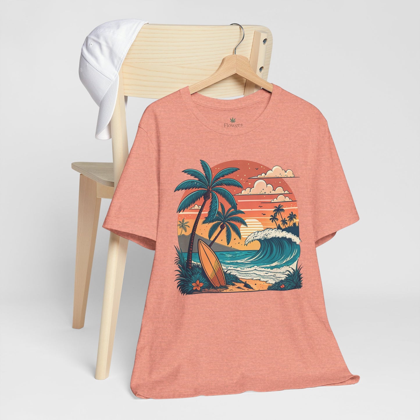 Beach Sunset Surfboards T-Shirt, Ocean Wave Tee, Summer Vacation Top, Beach Lover Shirt, Tropical Beach Apparel