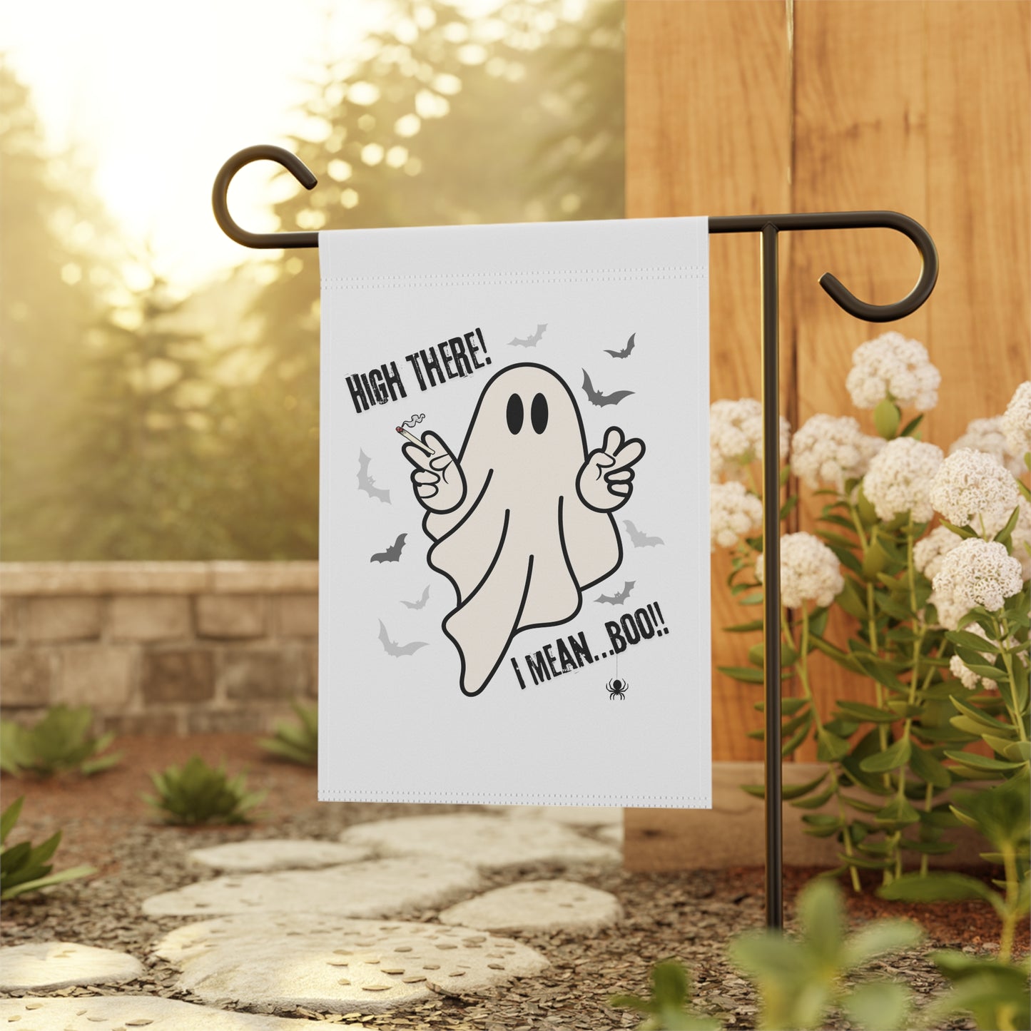 Halloween banner, weed Smoking Ghost, Outdoor Decor, Halloween Party Decor, Joint Smoking Ghost Banner, Front Yard Sign, stoner ghost sign