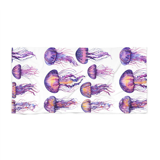 Purple Jellyfish Beach Towel, Ocean Inspired Towel, Sea Creature Design, Summer Beach Blanket, Coastal Home Decor, Beach Lover Gift