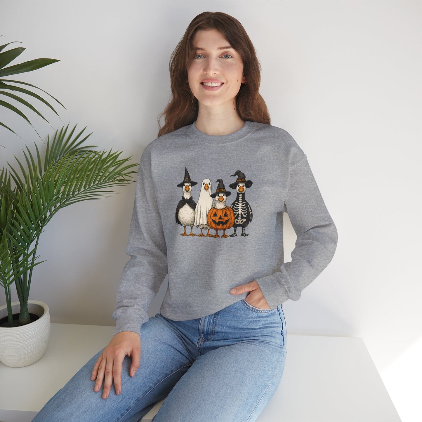 Cute Halloween Crewneck, Halloween Duck, Spooky Halloween Crewneck Sweatshirt, Funny Halloween Attire, Unisex Sweater for Fall, Cozy Sweatshirt, Pumpkin Decor
