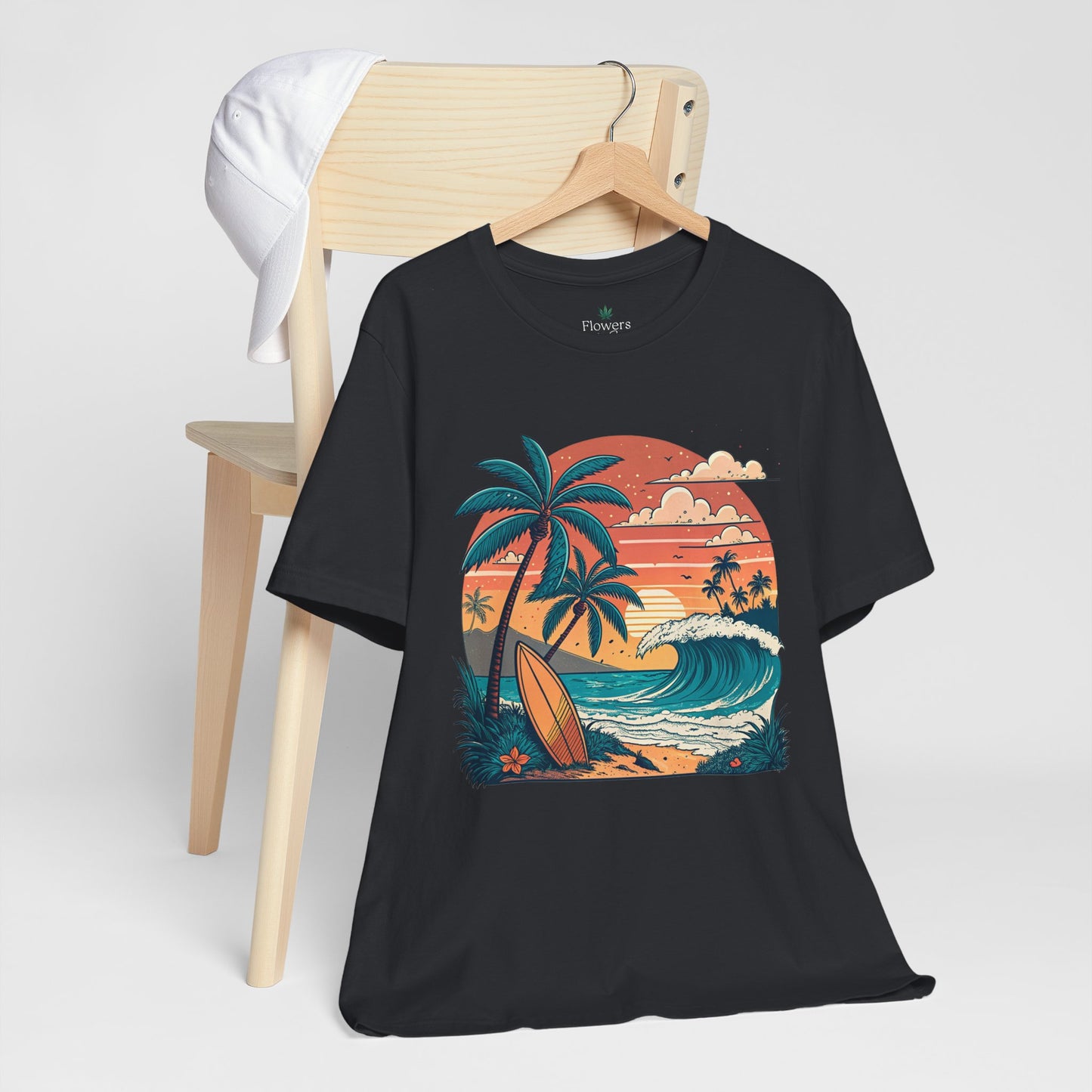 Beach Sunset Surfboards T-Shirt, Ocean Wave Tee, Summer Vacation Top, Beach Lover Shirt, Tropical Beach Apparel