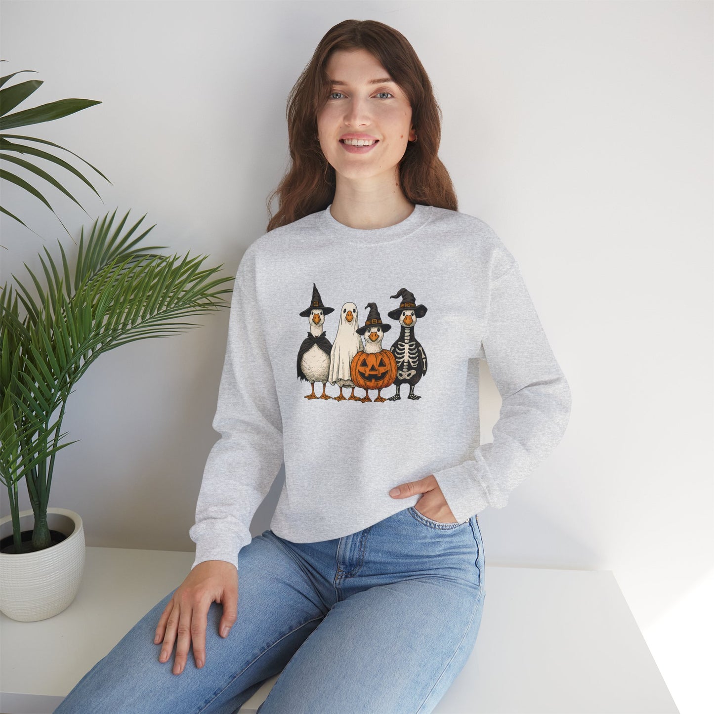 Cute Halloween Crewneck, Halloween Duck, Spooky Halloween Crewneck Sweatshirt, Funny Halloween Attire, Unisex Sweater for Fall, Cozy Sweatshirt, Pumpkin Decor