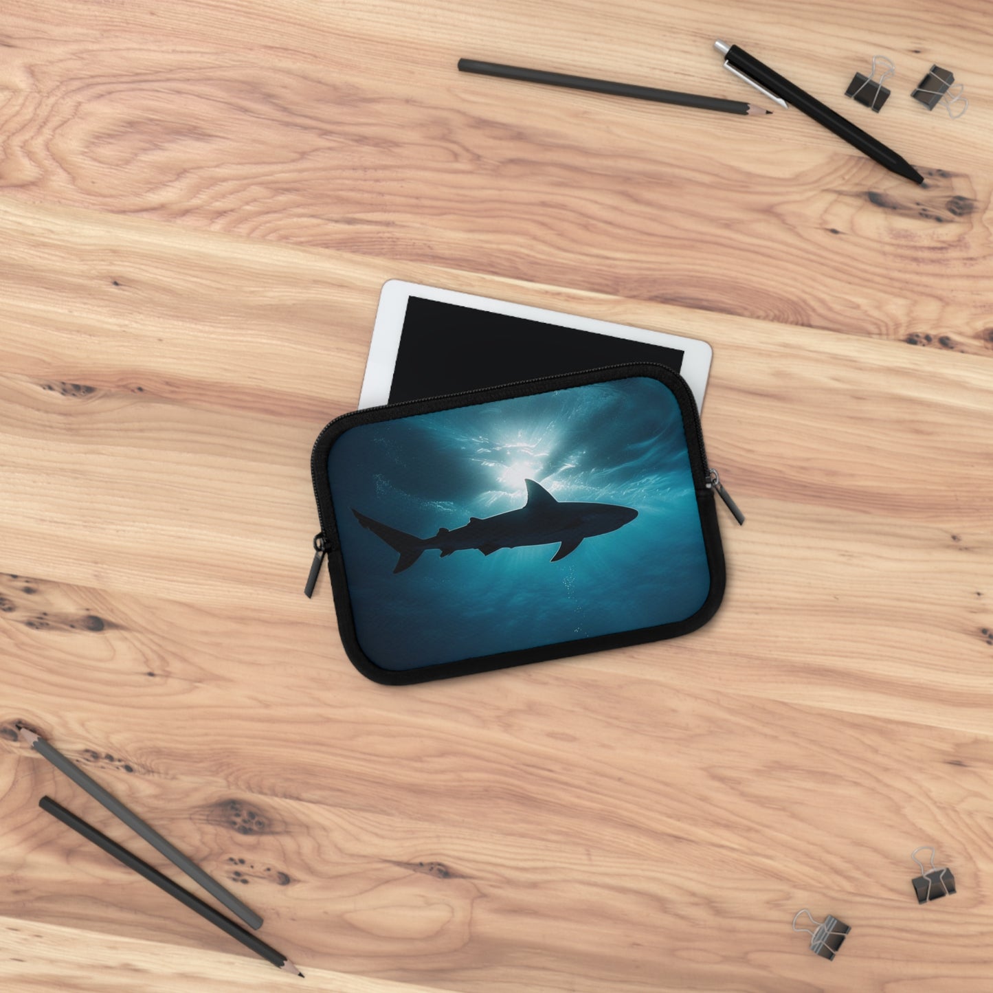 Shark Laptop Sleeve, Whitetip Shark, Shark Lover Gift, Ocean Animal Tech Case, Marine Life Computer Cover