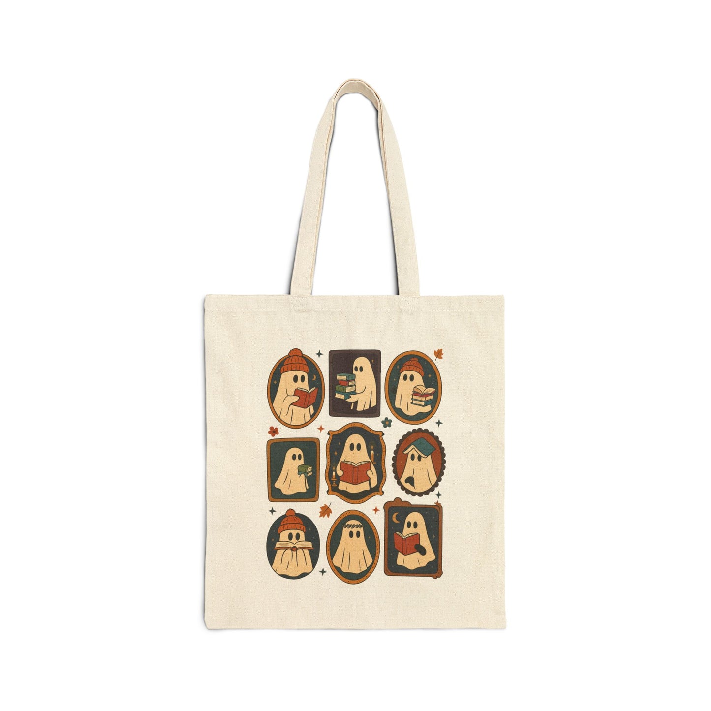 Ghostly Reads - Fall Canvas Tote Bag, Halloween, Book Lovers Gift