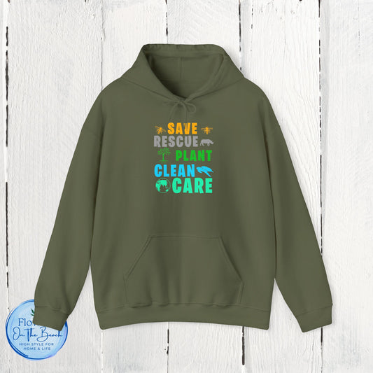 Eco-Friendly Earth and Ocean Saver Hoodie, Climate Change Activist Gift, Green Eco Warrior Sweatshirt, Environmentalist Apparel, Earth Day