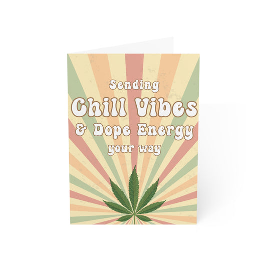 Blank Note Cards, Stoner Card, Chill Vibes Greeting Card, Sending Chill Vibes and Dope Energy Card, Stoner Card, 420 Theme Note Card