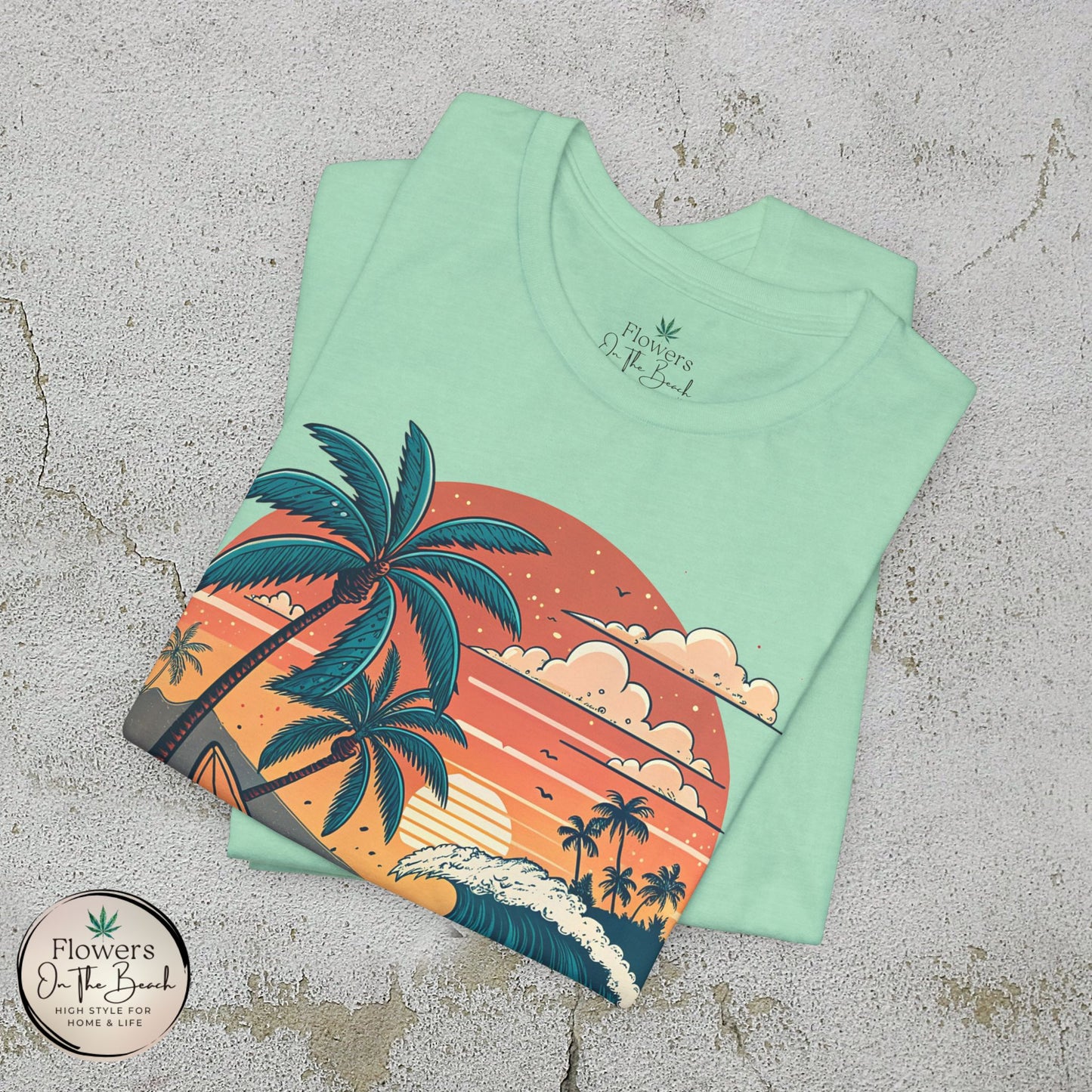 Beach Sunset Surfboards T-Shirt, Ocean Wave Tee, Summer Vacation Top, Beach Lover Shirt, Tropical Beach Apparel