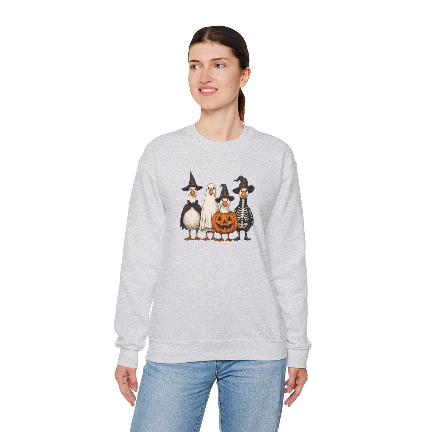 Cute Halloween Crewneck, Halloween Duck, Spooky Halloween Crewneck Sweatshirt, Funny Halloween Attire, Unisex Sweater for Fall, Cozy Sweatshirt, Pumpkin Decor