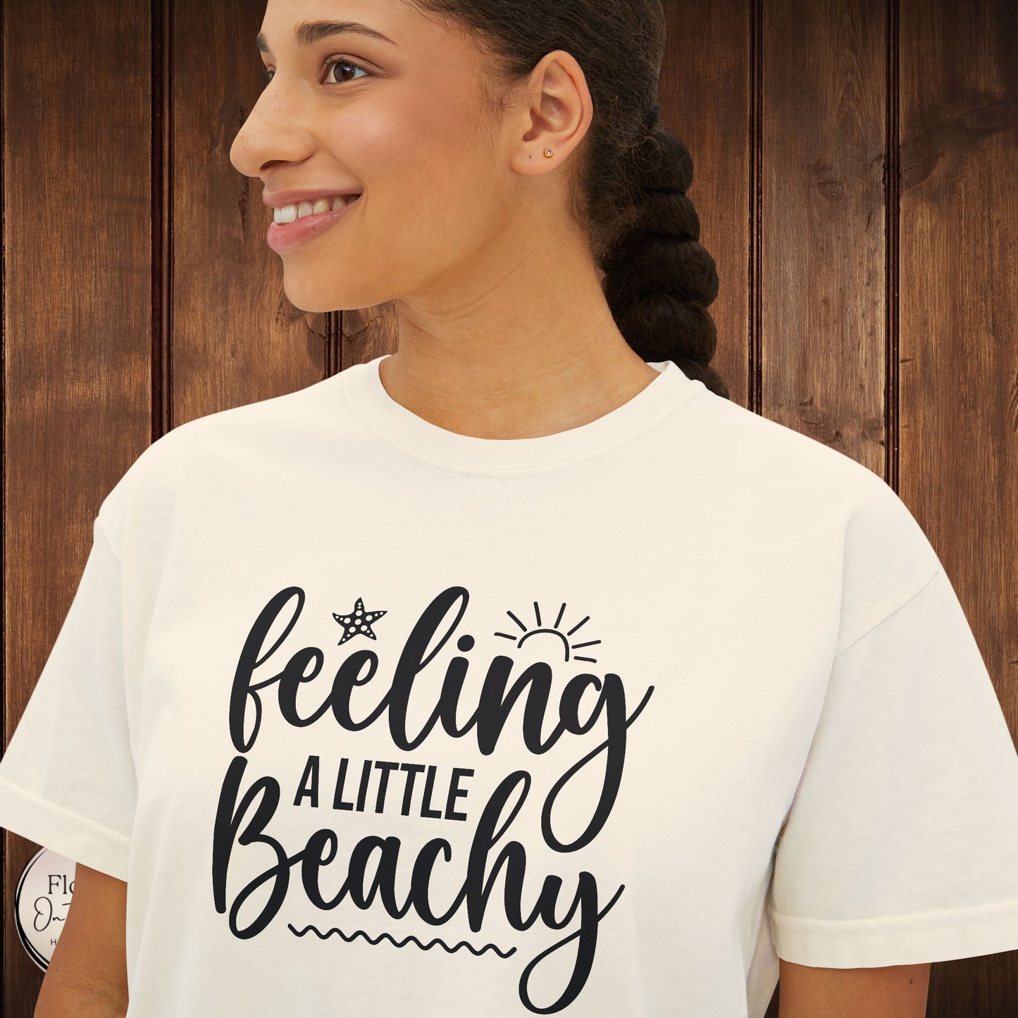 Beachy Women's Boxy Tee, Crop Tshirt, Beach Theme Shirt, Summer Vibes Top, Vacation Apparel