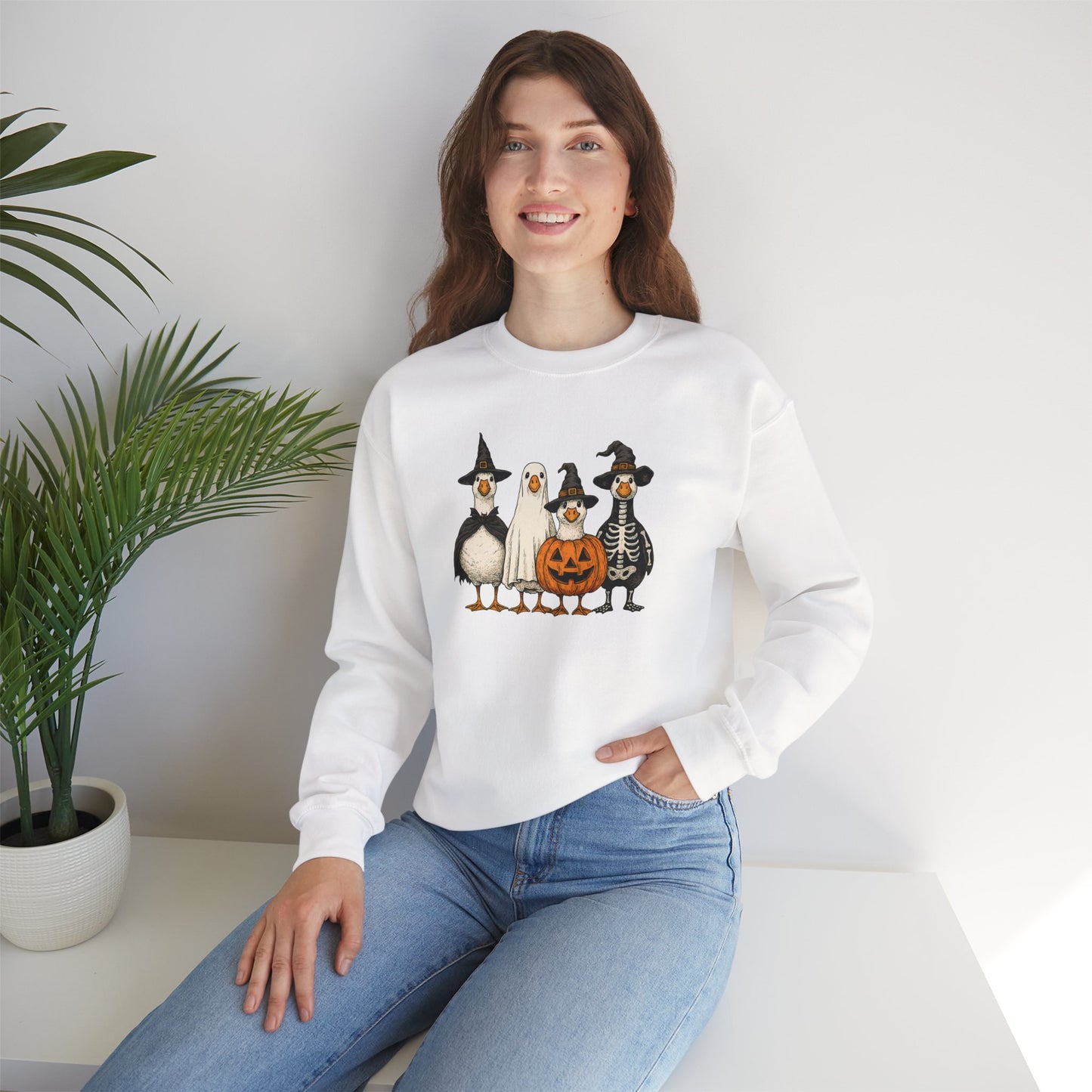 Cute Halloween Crewneck, Halloween Duck, Spooky Halloween Crewneck Sweatshirt, Funny Halloween Attire, Unisex Sweater for Fall, Cozy Sweatshirt, Pumpkin Decor