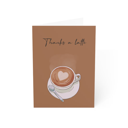 Blank Note Cards, Coffee Card, Thanks a Latte Greeting Card, Thank you Card, Coffee Lover Card, Coffee Theme Note Card, Appreciation Card