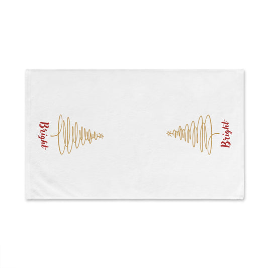 Bright - Minimalist Gold Christmas Tree Hand Towel, Holiday Kitchen Decor, Festive Tea Towel, Modern Xmas Bathroom Towel