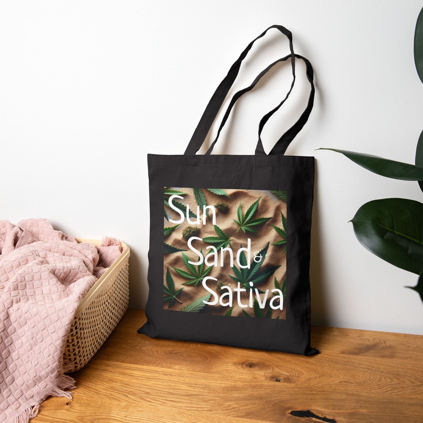 Sun Sand Sativa Bag, Stoner Bag, Stoner Gift, Beachy Stoner Bag, Cotton Bag, Weed Bag for Stoner, Sun Sand Sativa, Gift for Stoner