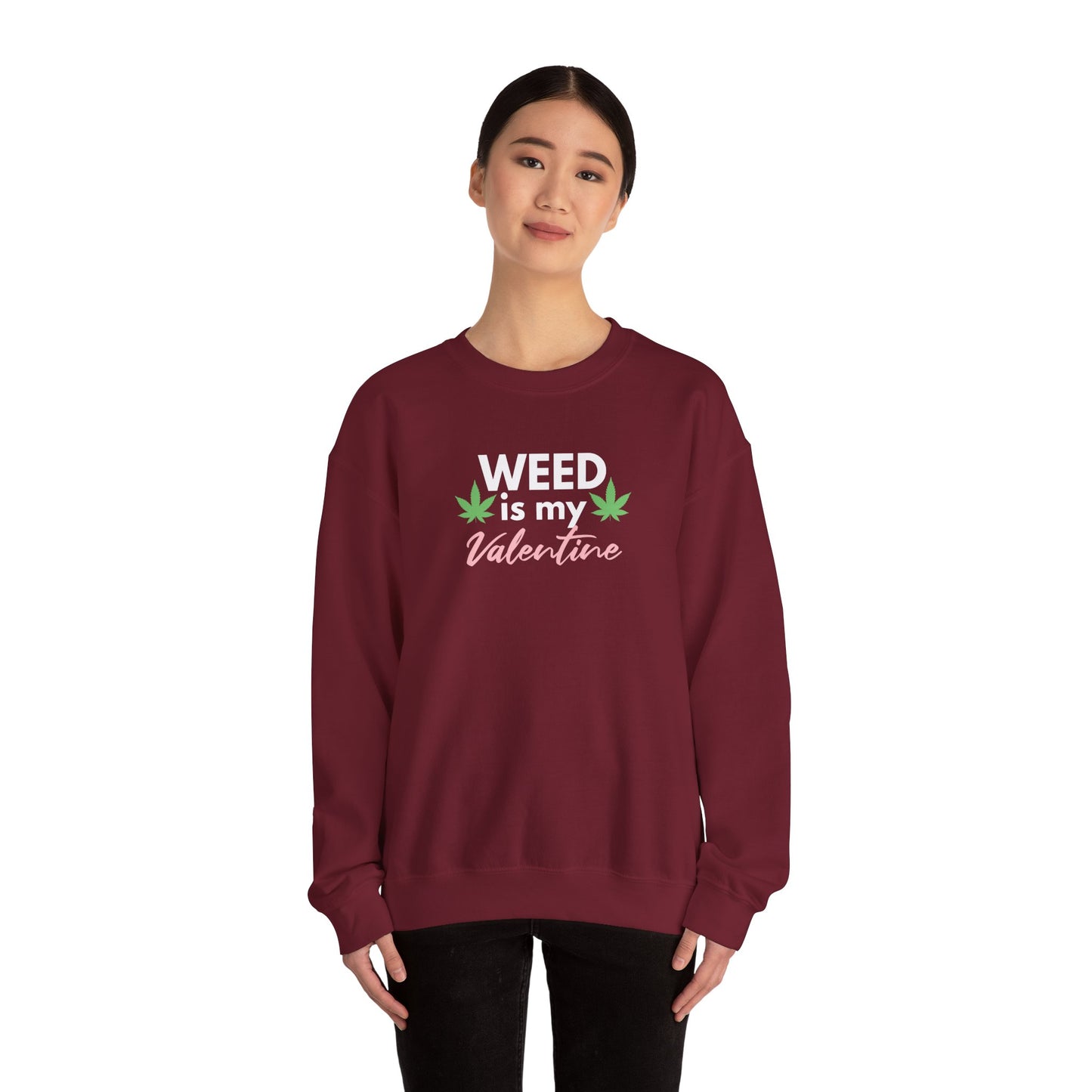 Valentine's Day Weed Long Sleeve Sweatshirt, Unisex Shirt Gift, Weed Lover Clothing, Funny Valentine Apparel, Cannabis Crewneck Jumper,