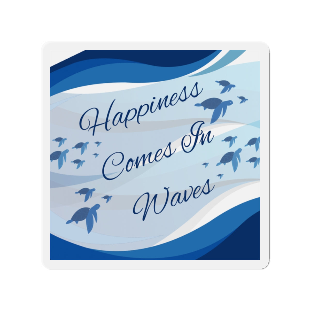 Ocean Lovers Magnet, Sea Turtle Lovers Magnet, Inspirational Magnet, Keep Going, Affirmation Magnet, Happiness Comes in Waves