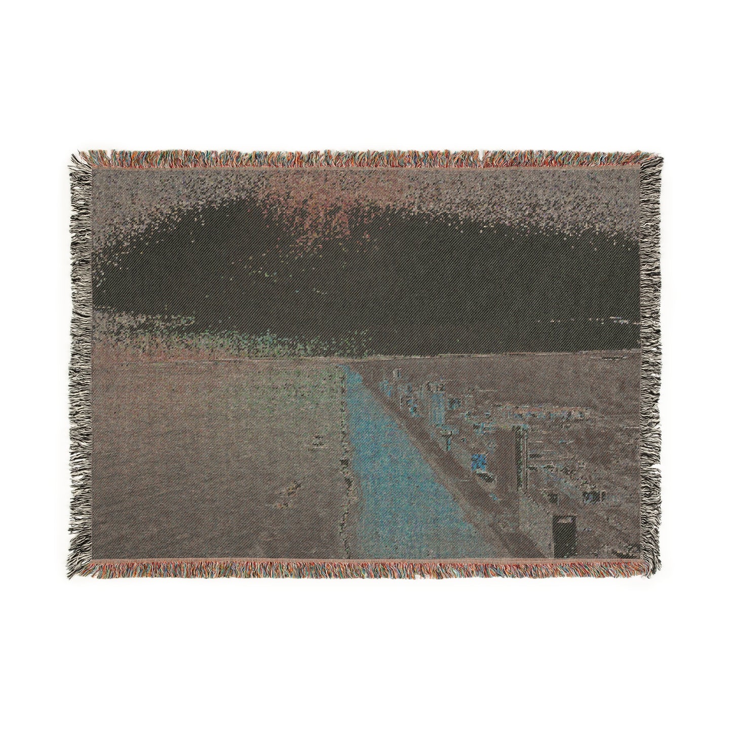Vintage Virginia Beach VA Skyline Woven Blanket, Beach Decor, Photo Blanket, Beach House Gift, Coastal Home Decor