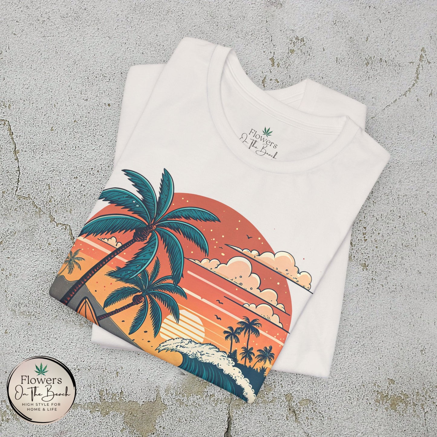 Beach Sunset Surfboards T-Shirt, Ocean Wave Tee, Summer Vacation Top, Beach Lover Shirt, Tropical Beach Apparel