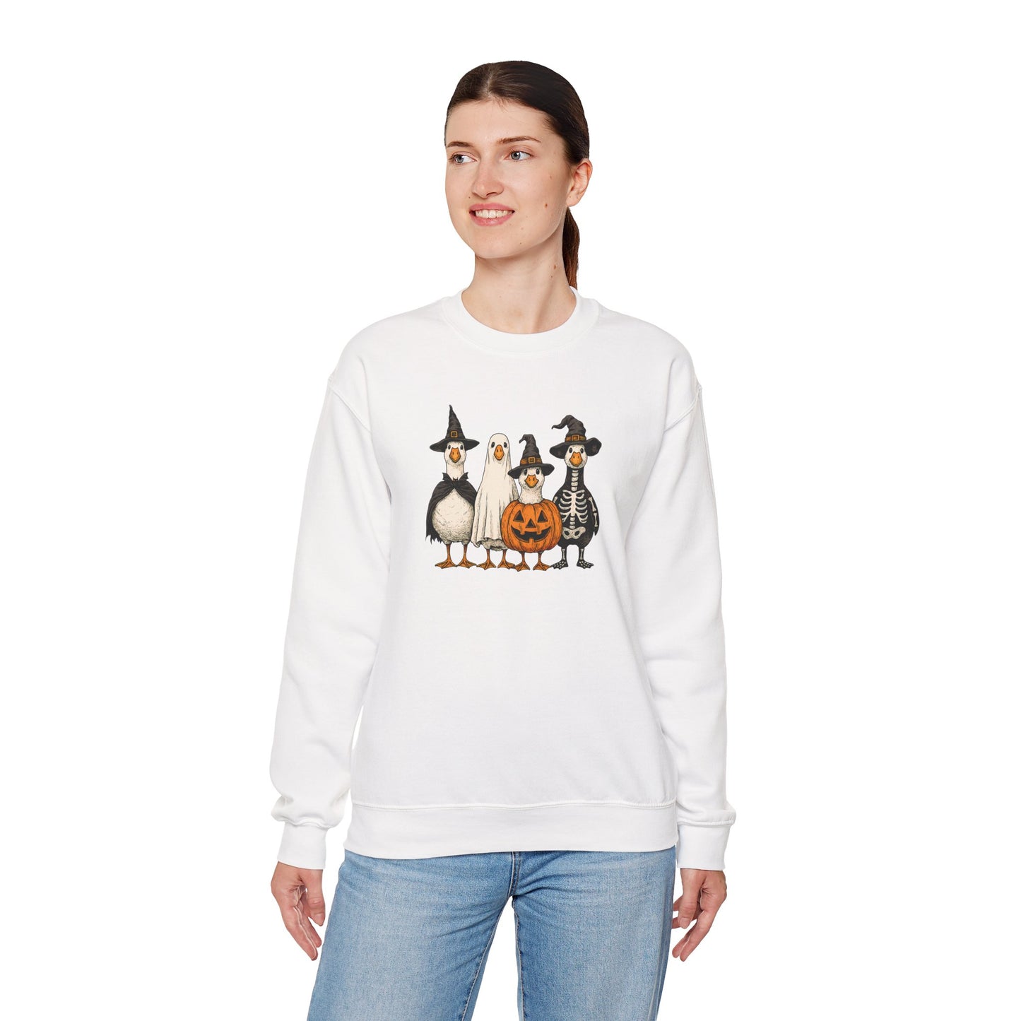 Cute Halloween Crewneck, Halloween Duck, Spooky Halloween Crewneck Sweatshirt, Funny Halloween Attire, Unisex Sweater for Fall, Cozy Sweatshirt, Pumpkin Decor