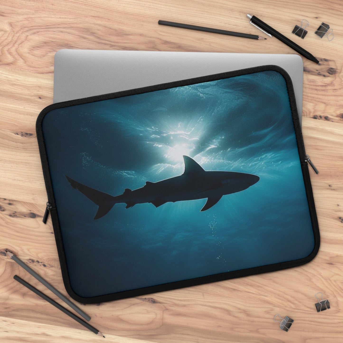 Shark Laptop Sleeve, Whitetip Shark, Shark Lover Gift, Ocean Animal Tech Case, Marine Life Computer Cover