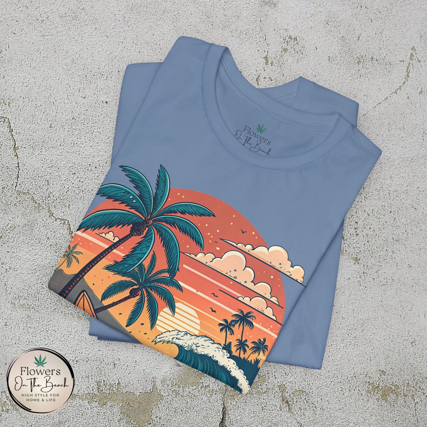 Beach Sunset Surfboards T-Shirt, Ocean Wave Tee, Summer Vacation Top, Beach Lover Shirt, Tropical Beach Apparel