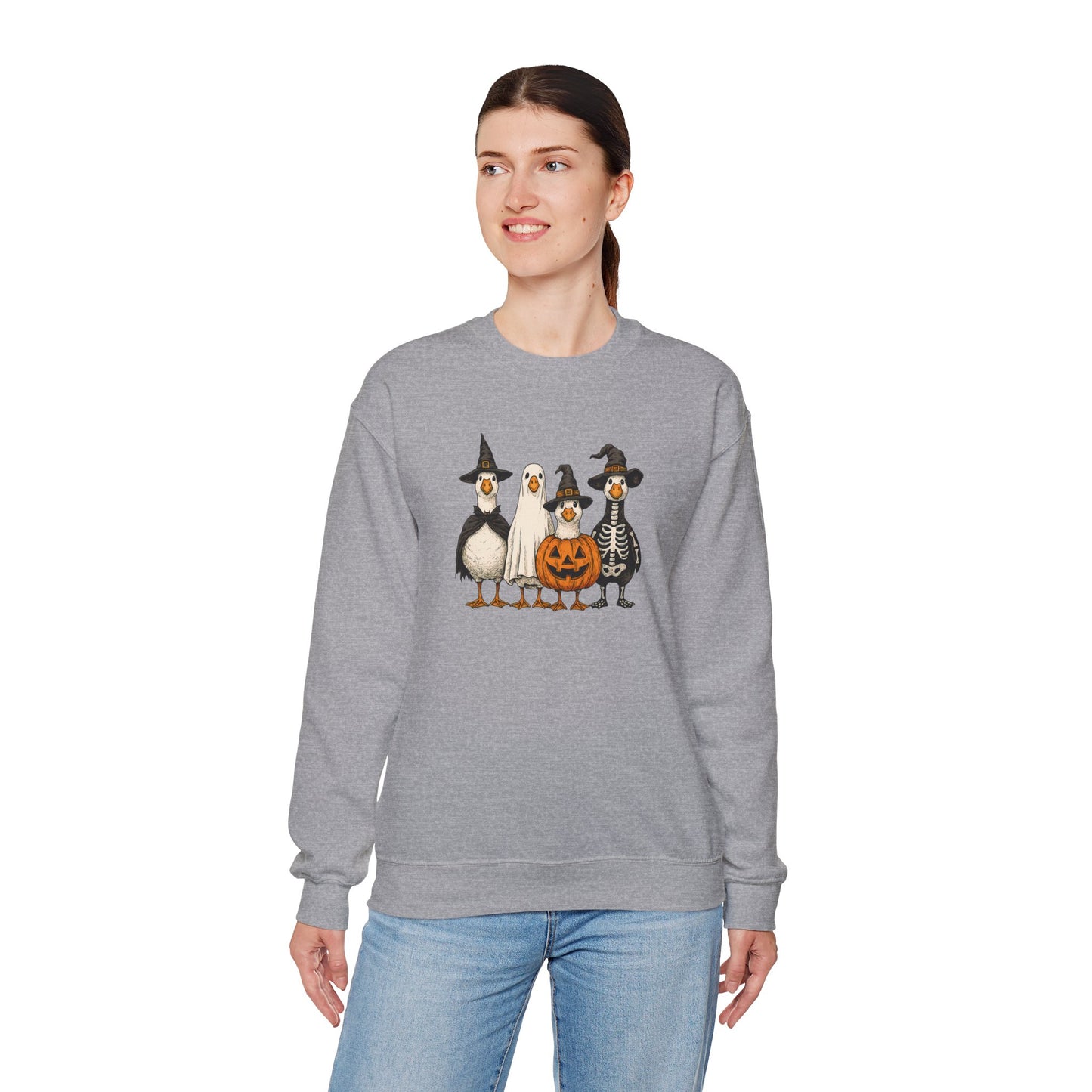 Cute Halloween Crewneck, Halloween Duck, Spooky Halloween Crewneck Sweatshirt, Funny Halloween Attire, Unisex Sweater for Fall, Cozy Sweatshirt, Pumpkin Decor