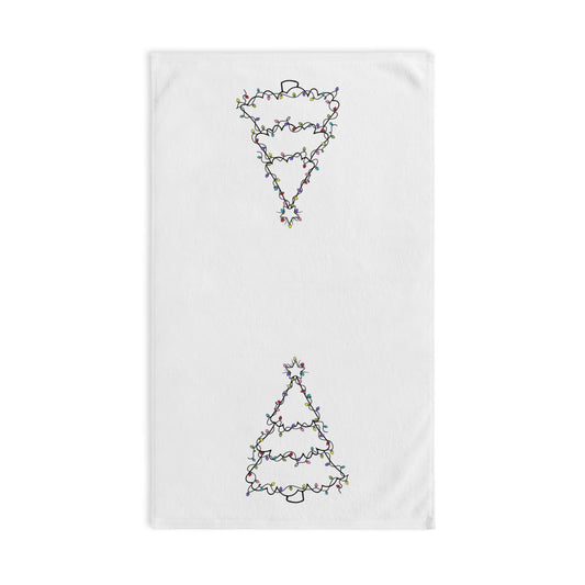 Christmas Hand Towel, Minimalist Tree with Lights Line Drawing, Holiday Kitchen Decor, Festive Bathroom Towel, Gift for Hostess, Winter Home