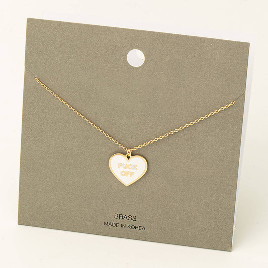 Fuck Off Heart Pendant Necklace – Sassy Jewelry, Funny Gift for Her, Unique Sarcastic Necklace, Bold Statement Pendant