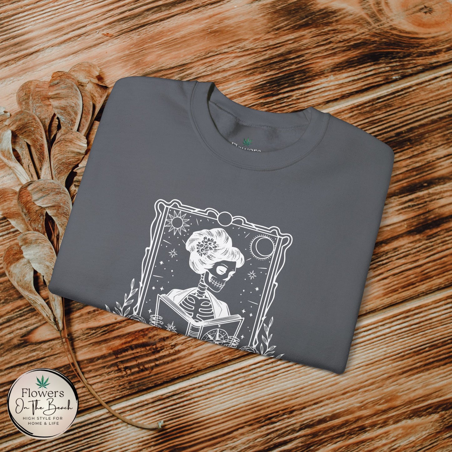 Tarot Card Skeleton Sweatshirt, The Reader Graphic Design, Gift for Tarot Lovers, Skeleton Clothing, Gothic Sweatshirt, Book Lover Apparel